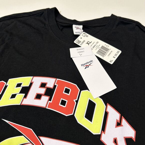 Reebok Spellout Logo Shirt Adult Extra Large XL Black Short Sleeve Basketball - Picture 5 of 12